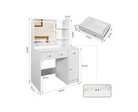 Sugift Large Modern Vanity Set with Three Level Storage Dresser