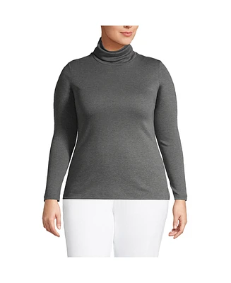 Lands' End Plus Size Supima Cotton Fitted Long Sleeve Turtleneck