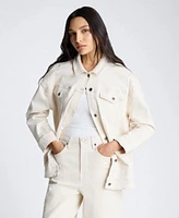 Kenneth Cole Womens Oversized Denim Trucker Jacket High Rise Barrel Leg Denim Jean