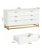 gaomon Dresser For Bedroom, Large 6 Drawer Dresser Organizer With Golden Metal Handle And Legs, Modern Chest Of Drawers, Large Dresser For Closet, Hal