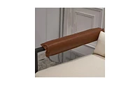 Slickblue Beige Brown Honeycomb Leather Armrest Chair - Single Iron Frame Indoor Leisure Chair for Soft Comfort and Style
