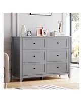 gaomon Modern 6 Chest Of Drawer Dresser, Modern Dresser With Deep Drawers And Nickel Round Handle, Wood Organizer Storage Cabinet For Bedroom, Living