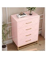 gaomon Dresser For Bedroom With 4 Drawers And Metal Handle,Chest Of Drawers, Sturdy Frame Modern Bedroom Furniture, Wood Dressers With Drawers