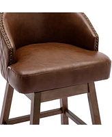 360 Degree Swivel Bar Chairs Set of 2,Counter Height Bar Stools with Footrest-The Pop Home