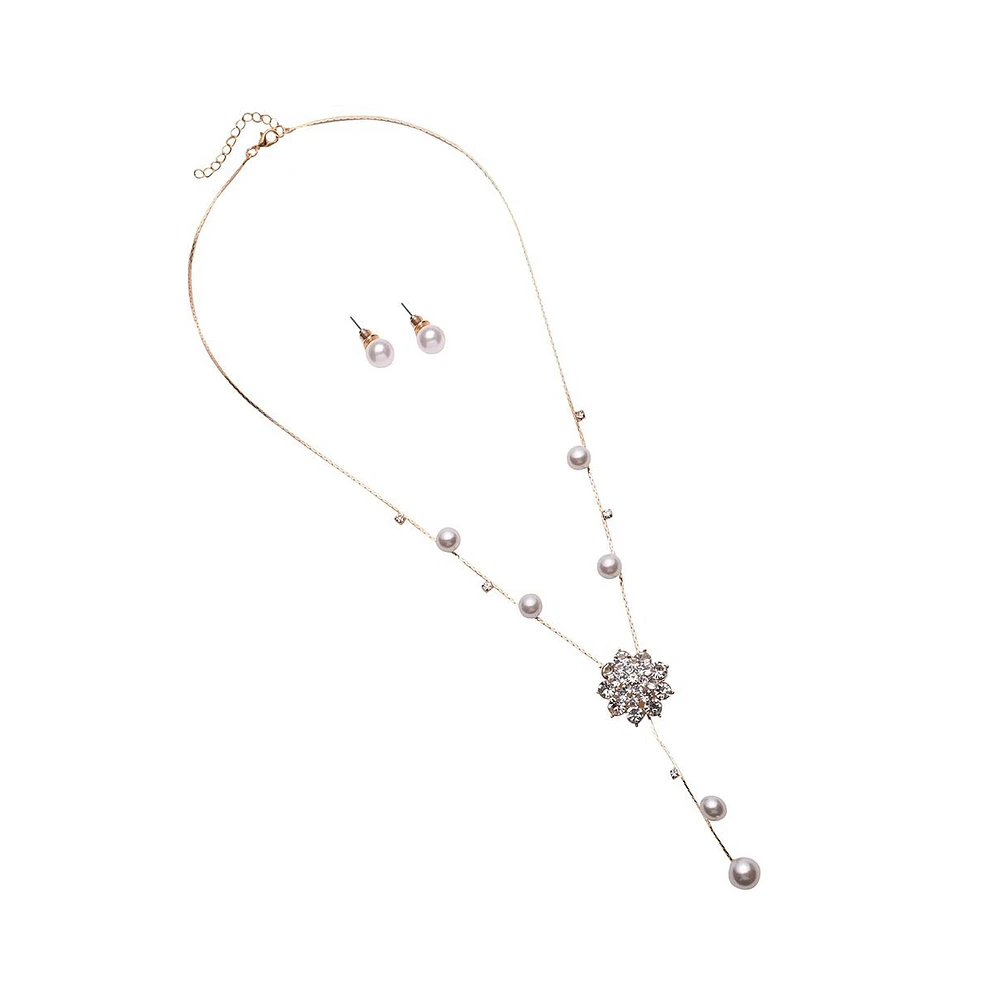 Sohi Women's Floral Drop Negligee Necklace