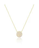 Etoielle Yellow Gold Tone Cz Circle Disc Necklace