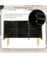 Slickblue Modern Luxury Sideboard Cabinet with Gold Metal Legs, Adjustable Shelves for Living & Dining Rooms