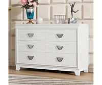 gaomon 6 Drawer Double Dresser, Dresser Closet With Anti-Tip Devices, Metal Handle, Modern Wide Chest Of Drawers, Large Storage Cabinet For Bedroom