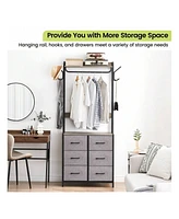 gaomon Clothing Rack With 4/6 Drawers, Freestanding Closet Organizer, Clothes Stand Dresser With Steel Frame & Wooden Top