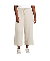 Lands' End Plus Sport Knit Elastic Waist Wide Leg Crop Pants