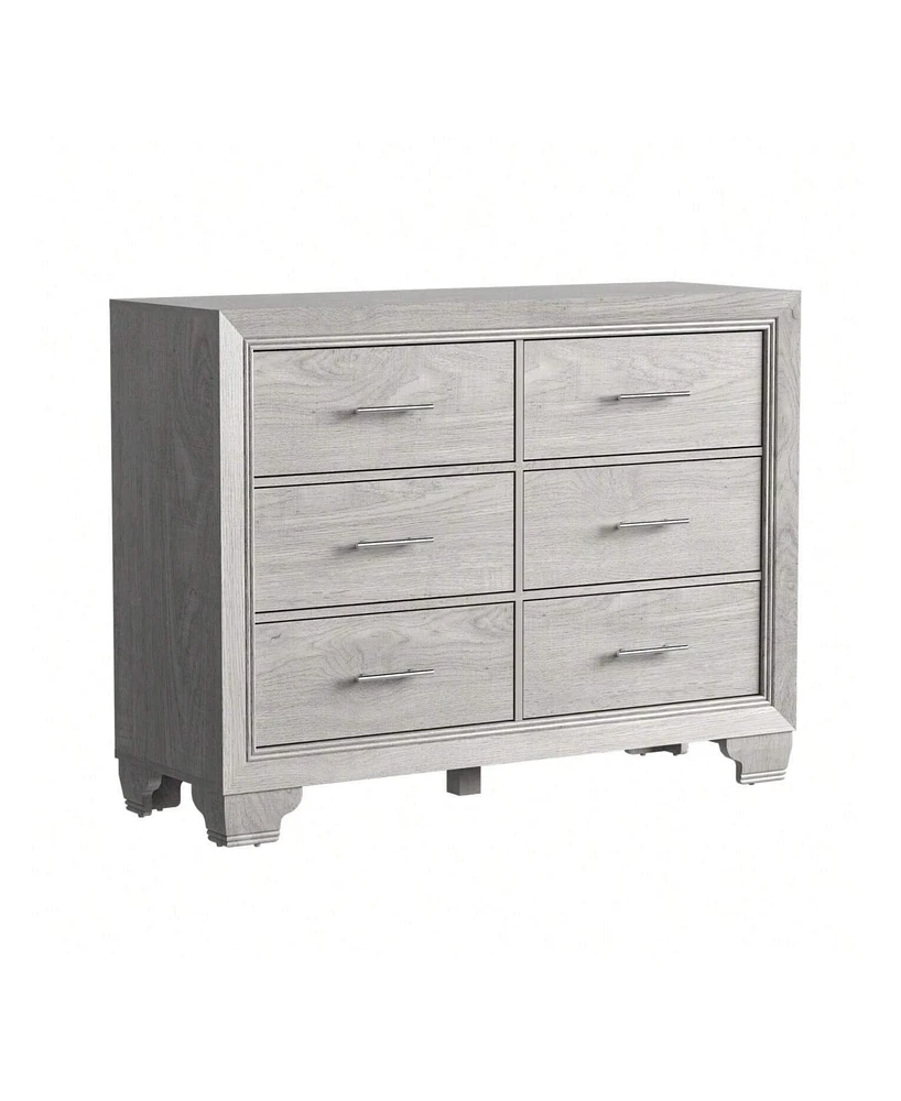 gaomon Dresser For Bedroom, 6 Drawer Chest Of Dressers, Modern Wooden Dresser With Silver Handle For Bedroom, Living Room, Hallway, Entryway