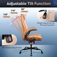 Galaxhero Ergonomic High Back Office Chair, Executive Swivel Desk Chair with Adjustable Flip-Up Armrests, Built-in Lumbar Support & Thickened Headrest