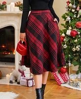 Cupshe Women's Plaid Flared Pocket Midi Skirt