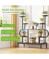 Tribesigns Large Tall Plant Shelf,Wood Indoor Ladder Holder Flower Rack,8-Tier Metal Plant Stand
