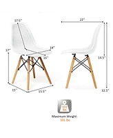Gymax 2PCS Modern Dsw Dining Chair Office Home w/ Mesh Design Wooden Legs
