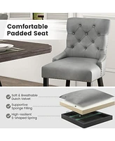 Gymax Upholstered Dining Chairs Set of 4 w/ Rubber Wood Legs Padded Seat Nailhead Trim