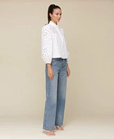 Avec Les Filles Eyelet Blouse Studded Jeans