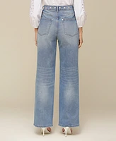 Avec Les Filles Women's Mid-Rise Studded Barrel-Leg Jeans