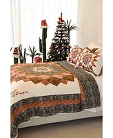 MarCielo 3 Pcs Printed Floral Lightweight Quilt Bedspread Set Queen