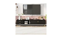 Slickblue Sleek Modern Tv Stand with 5 Sturdy Champagne-Gold Legs for Stylish Living Room Decor