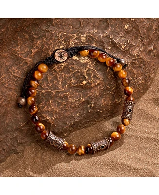 Karma and Luck Healing Courage - Tiger's Eye Triple Protection Bracelet