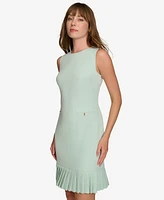 Tommy Hilfiger Petite Round-Neck Pleat-Hem Shift Dress