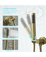 Flynama 1-Handle 2-Spray Rain Shower Faucet and Hand Shower Combo Kit (Valve Included)