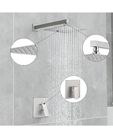 Flynama Wall Mounted 10 in. Rain Shower Head Faucet with Valve