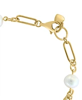 Effy Cultured Freshwater Pearl (7mm) Open Link Chain Bracelet in Gold-Plated Sterling Silver