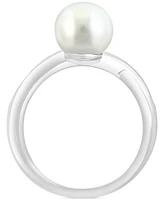 Effy Cultured Freshwater Pearl (8mm) & Diamond (1/20 ct. t.w.) Crossover Ring in Sterling Silver