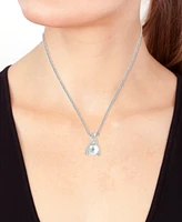 Effy Cultured Freshwater Pearl (8mm) & Diamond (1/20 ct. t.w.) Crisscross 18" Pendant Necklace in Sterling Silver