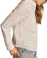 Lucky Brand Women's Cotton Collared Tuxedo Button-Front Shirt