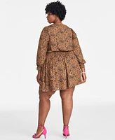 On 34th Trendy Plus Wild Hearts Tiered Minidress, Exclusively at Macy's