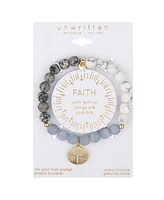 Unwritten Multi Color Matte Stone Cross Stretch Bracelet