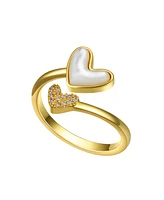 Unwritten Cubic Zirconia and Mother of Pearl Heart Bypass Ring