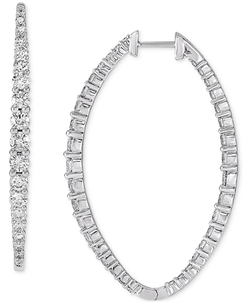 Diamond Graduated In & Out Navette Hoop Earrings (3 ct. t.w.) in 14k White Gold