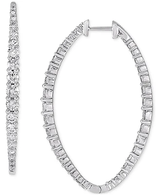 Diamond Graduated In & Out Navette Hoop Earrings (3 ct. t.w.) in 14k White Gold