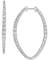 Diamond Graduated In & Out Navette Hoop Earrings (3 ct. t.w.) in 14k White Gold