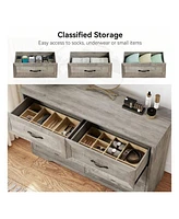gaomon Dresser For Bedroom With 6 Drawers, Wood Drawer Dresser Chest Of Drawers For Closet, Living Room, Hallway, Nursery, Kids Bedroom