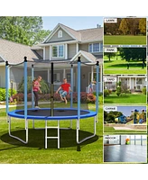 Gymax 8FT Jumping Exercise Recreational Bounce Trampoline for Kids W/Safety Enclosure