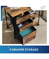 Devaise Drawer Mobile File Cabinet, Rolling Printer Stand with Open Storage Shelf