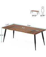 Tribesigns 70.9 Inch Large Dining Table for 6 to 8, Industrial Kitchen Table Furniture with Metal Legs, Modern Faux Wood Rectangular Dinner Table