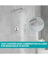 Flynama 2-Handle 1-Spray Round Faucet with 10 in. Rain Shower Headand Handheld Shower Head Set Valve Included