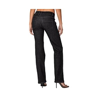 Edikted Womens Avril Boot Cut Low Rise Jeans