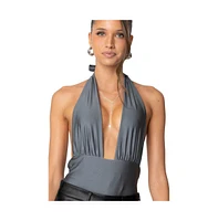 Edikted Women's Justice Shiny Gathered Bodysuit