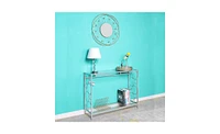 Slickblue Toughened Glass Panel Console Table Sleek and Sturdy Accent for Entryway or Living Room Decor