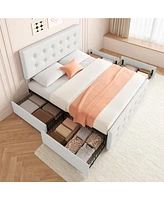 gaomon Queen Bed Frame with Headboard and 4 Storage Drawers