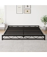 gaomon Full Size Bed Frame, Metal Low Platform Bed Frame, with Wavy Pattern, Metal Slat Support