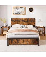 gaomon Queen Bed Frame, Platform Queen Size Bed Frame with Wood Headboard