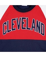 Women's Starter Navy, Red Cleveland Guardians Baseline Raglan Pullover Sweatshirt